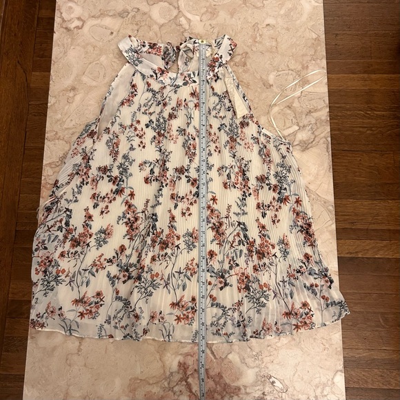 NWT Mystree Women’s Large Sleeveless Floral Ribbed Top Cream Rose - Picture 9 of 12